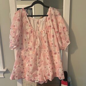 Peach Love California Pink Floral Romper